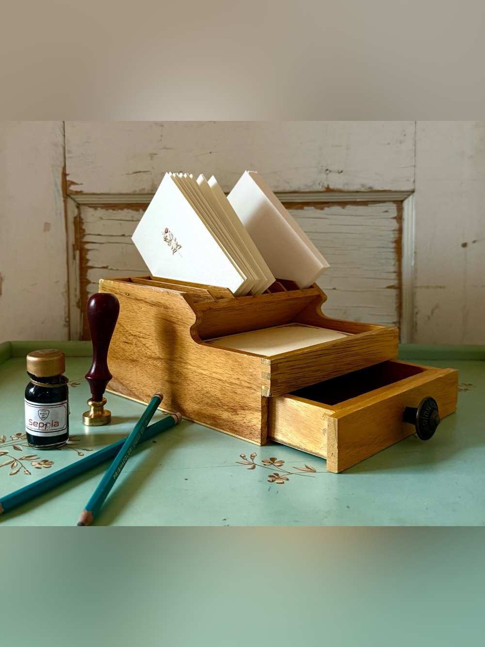 Vintage Wood Bench-top/Desktop Organizer, Plier Storage Rack, Jewelry Tools